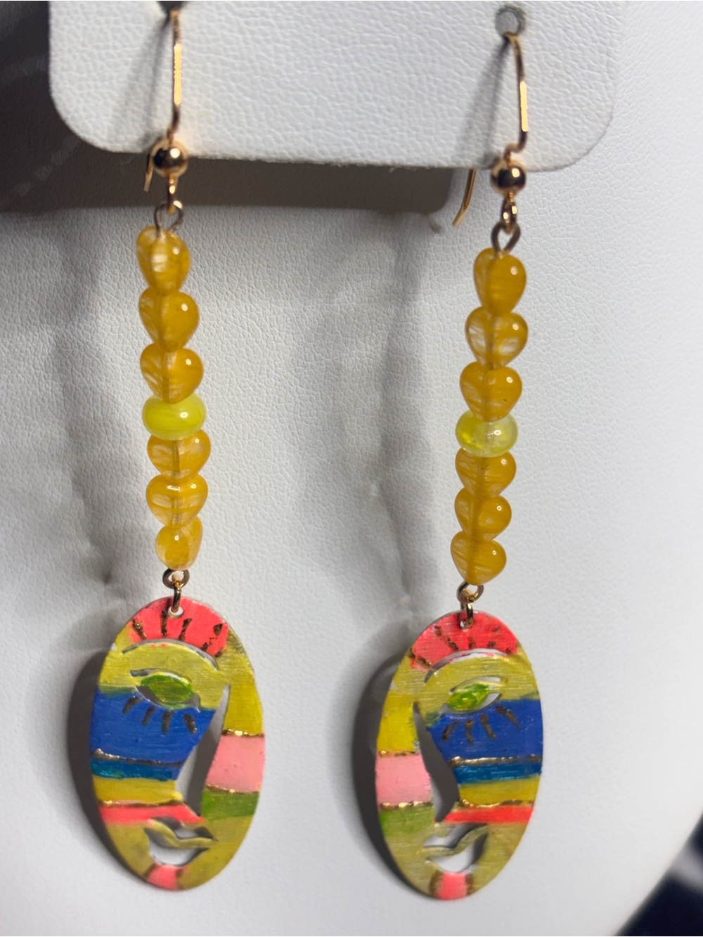 Custom made for @istiddard Artisan abstract hand painted metallic earrings - Picture 3 of 6